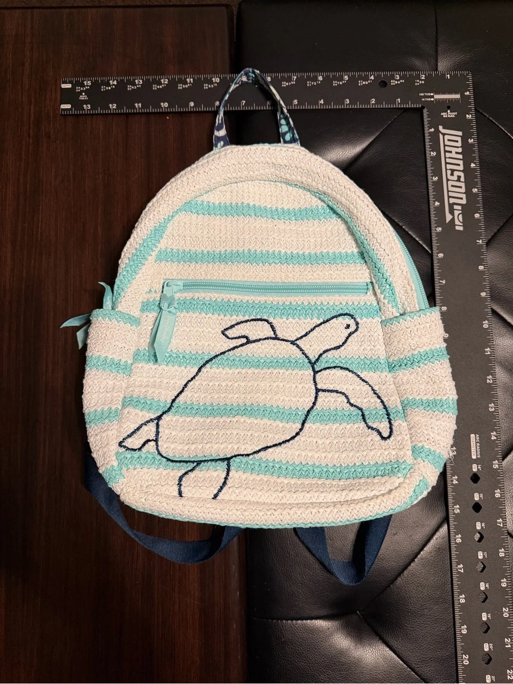 Vera Bradley Light Blue & White Striped Sea Turtle Backpack